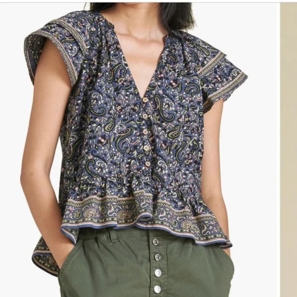 Verónica Beard Mahia Paisley Flounce Sleeve Size 10 - Picture 1 of 8